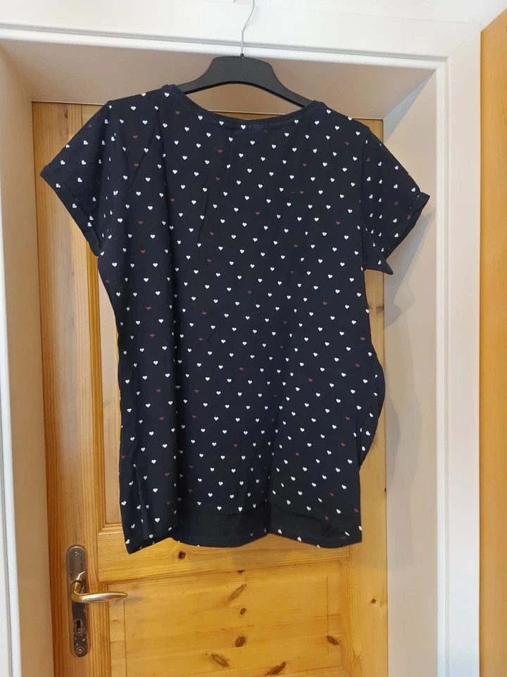 Umstandsshirt 3, dunkelblau mit kleinen Herzen, Größe L von C&A. - Bild 3 von 3