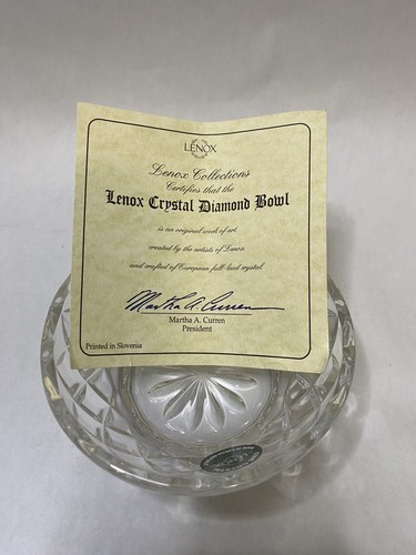 Lenox Crystal Diamond Bowl Full Lead Crystal Sticker And Certificate - Picture 2 of 3