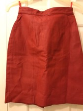 Vintage Otello Pelle Red Leather Skirt Size 5/6 Small