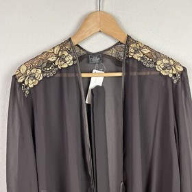 Lise Charmel France Robe Small S Brown Gold Lace Sheer Lingerie Deadstock VTG