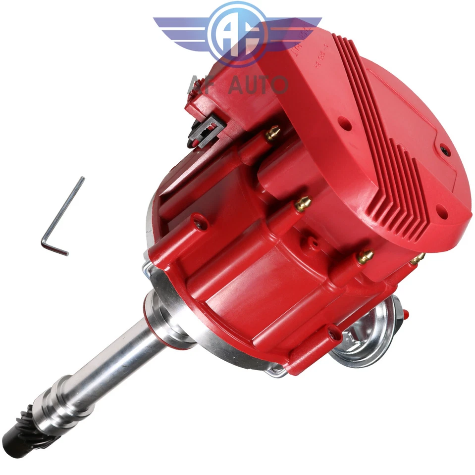 Racing HEI Distributor w/ Super Coil For SBC Chevy 305 350 400 Small Block Red - Image 4 of 4