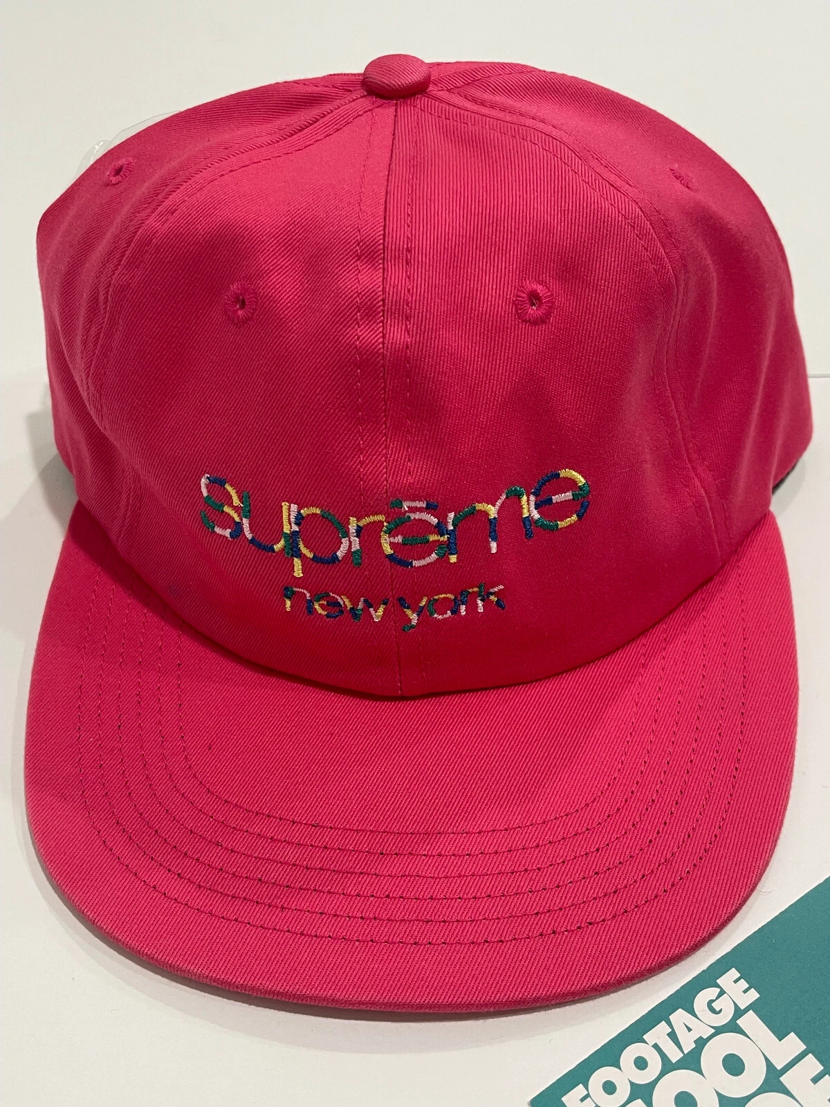 2017 SS17 SUPREME MULTICOLORE SERGÉ LOGO CLASSIQUE 6 PANNEAUX CASQUETTE ROSE CAMP BOÎTE NEUVE