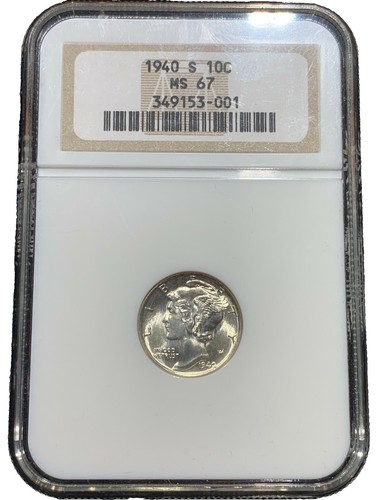 1940 マーキュリーダイム 10セント銀貨 MS66 NGC 公式鑑定 1940-D Mercury Dime MS66 FB NGC Brown Label | eBay