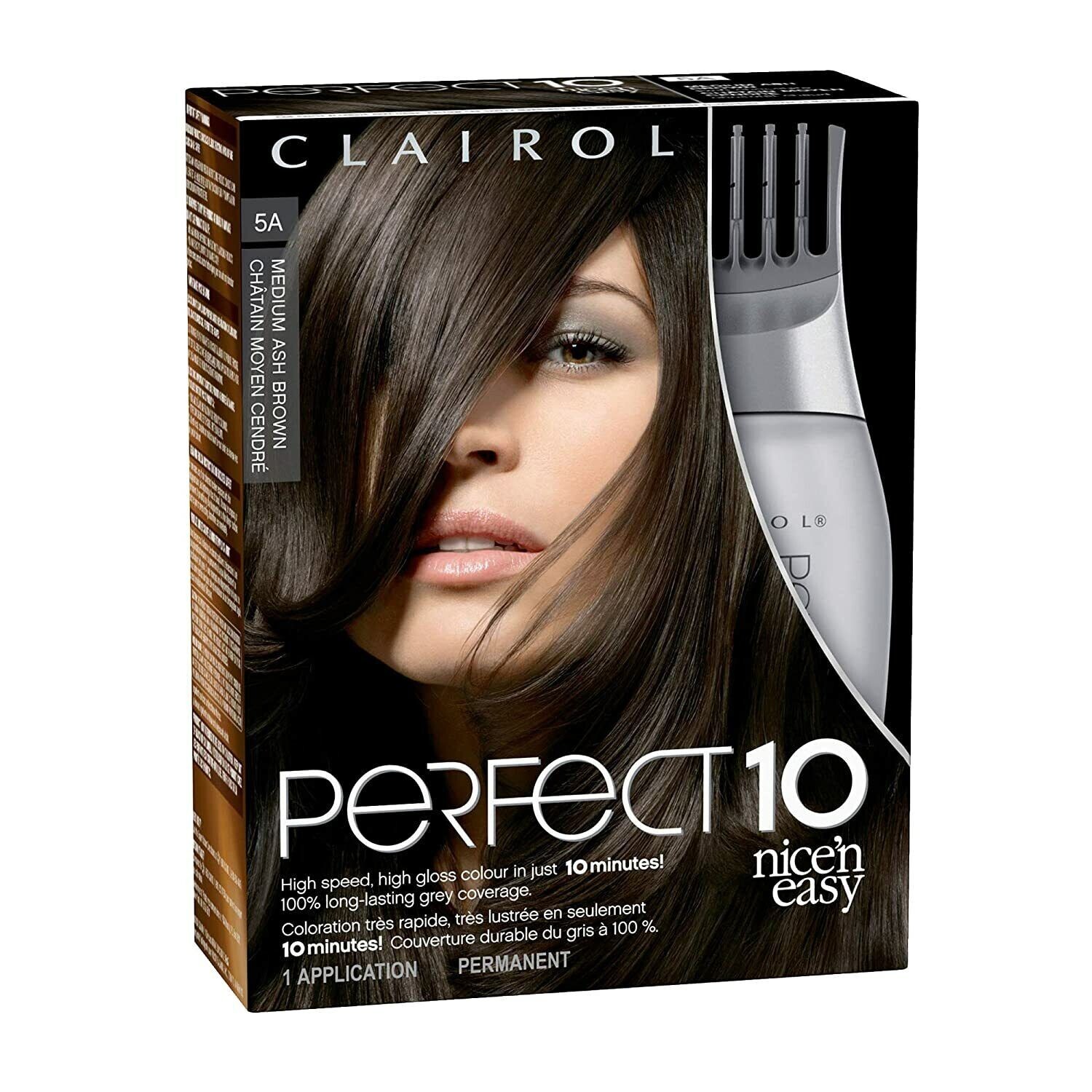Clairol Nice'n Easy Perfect 10 Permanent Hair Dye, 5A Medium Ash Brown Hair NEW