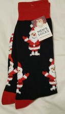 Men's Christmas Designer Santa Socks one pair mid calf Santa Design NEW