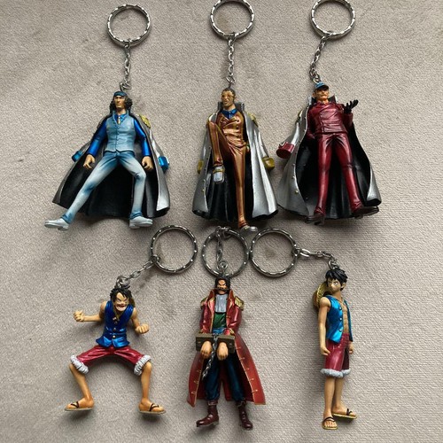 LOT 5 ONE PIECE figure Keychain set Luffy NAVY akainu aokiji kizaru
