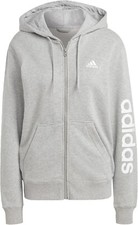 Adidas Jacket Women's Small Gray Full Zip Pocket Fleece Hoodie Logo NEW