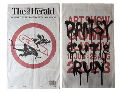 BANKSY The Herald  CUT AND RUN Special Issue Exhibition In Glasgow 2023