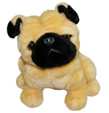 Kids of America Pug Peluche Cachorro Perro Peluche Juguete Bronceado Negro Pequeño 8" RARO