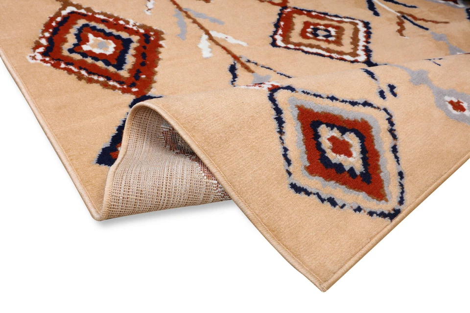 Moroccan Diamond Runner - 2'x8' Beige, Geometric, Transitional Area Rug - 503 - Image 3 of 4