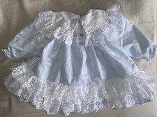 Hugs and Kisses dress baby Girls Blue Size 12 month Lace Frilly Ruffles Vtg