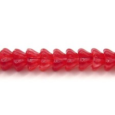 Coated Raspberry Sorbet Red Bell Flowers - 25 8x6 mm Czech Glass Pressed Beads