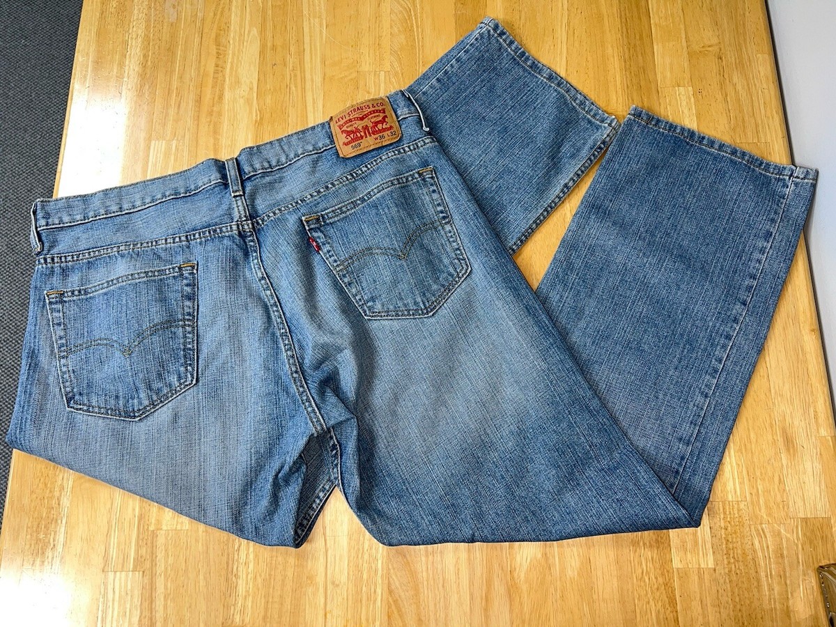 Levis 569 Jeans Men 36x32 Loose Straight Light Wash Denim