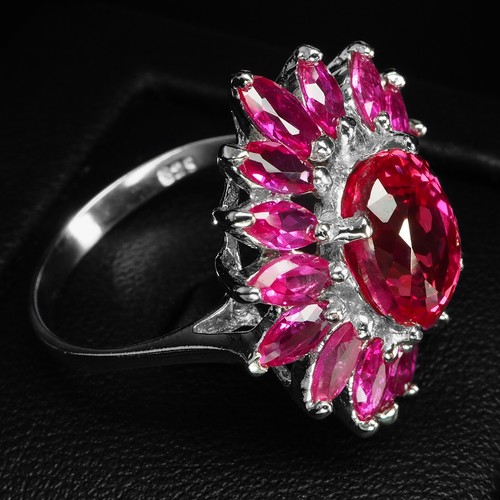 Brilliant Pinkish Red Spinel 4.25Ct 925 Sterling Silver Handmade Flowr Rings - Picture 5 of 8