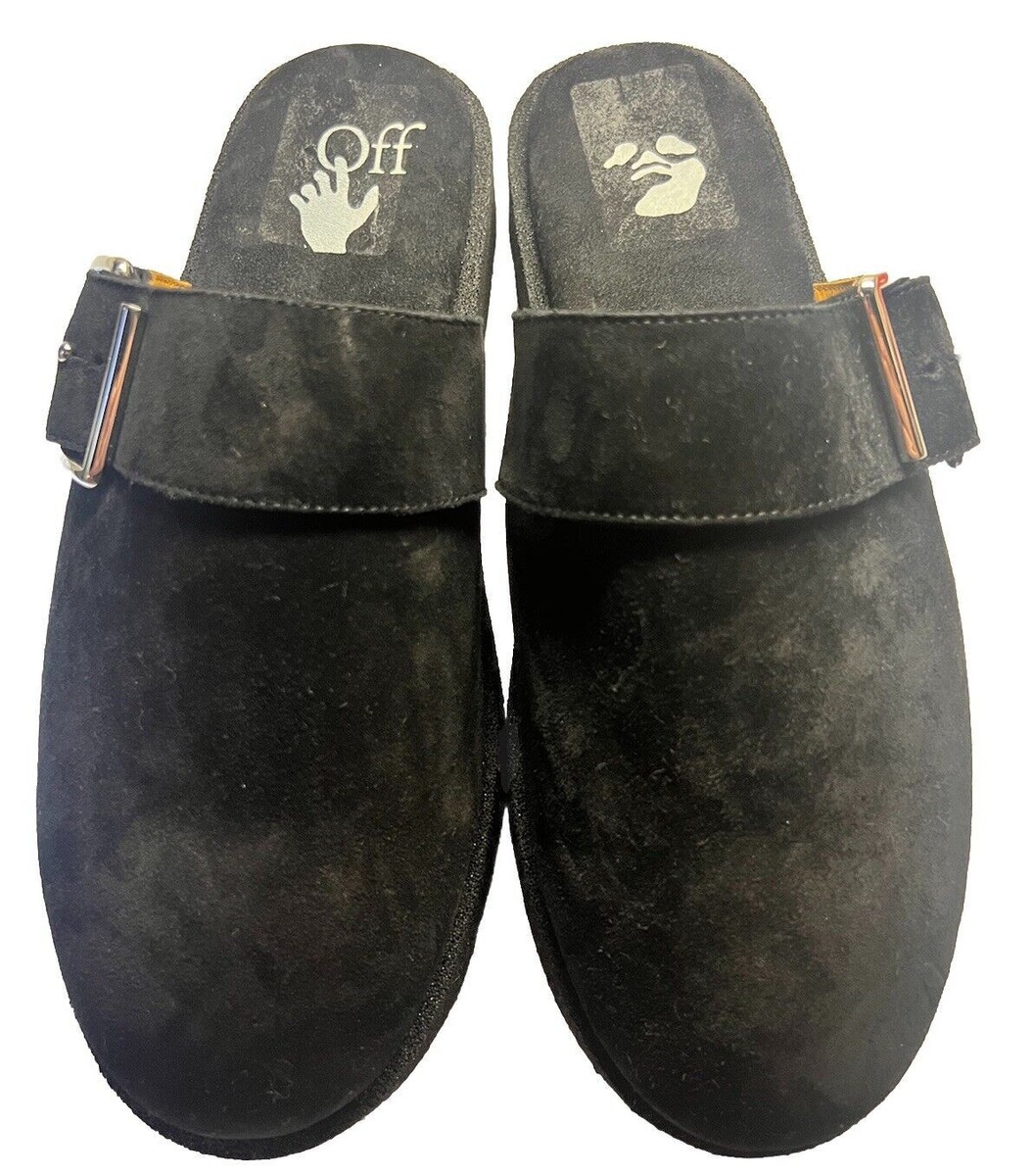 Off-White Men's Sponge Clogs SUEDE SLIPPERS BLUE Black 11 US 44 EU