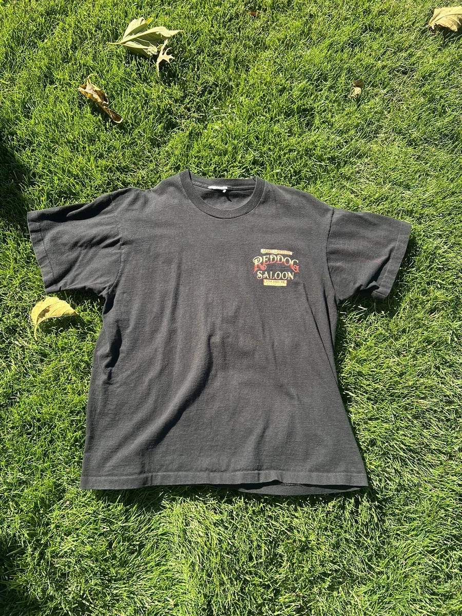 Vintage Jack Daniels Shirt Mens SIZE XL Black 1990 Red Dog Saloon