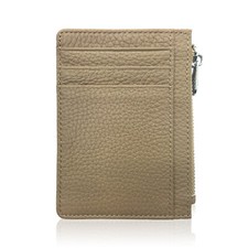 Minimalist Leather Slim Wallet With Zipper, Front Pocket Credit Card Holder