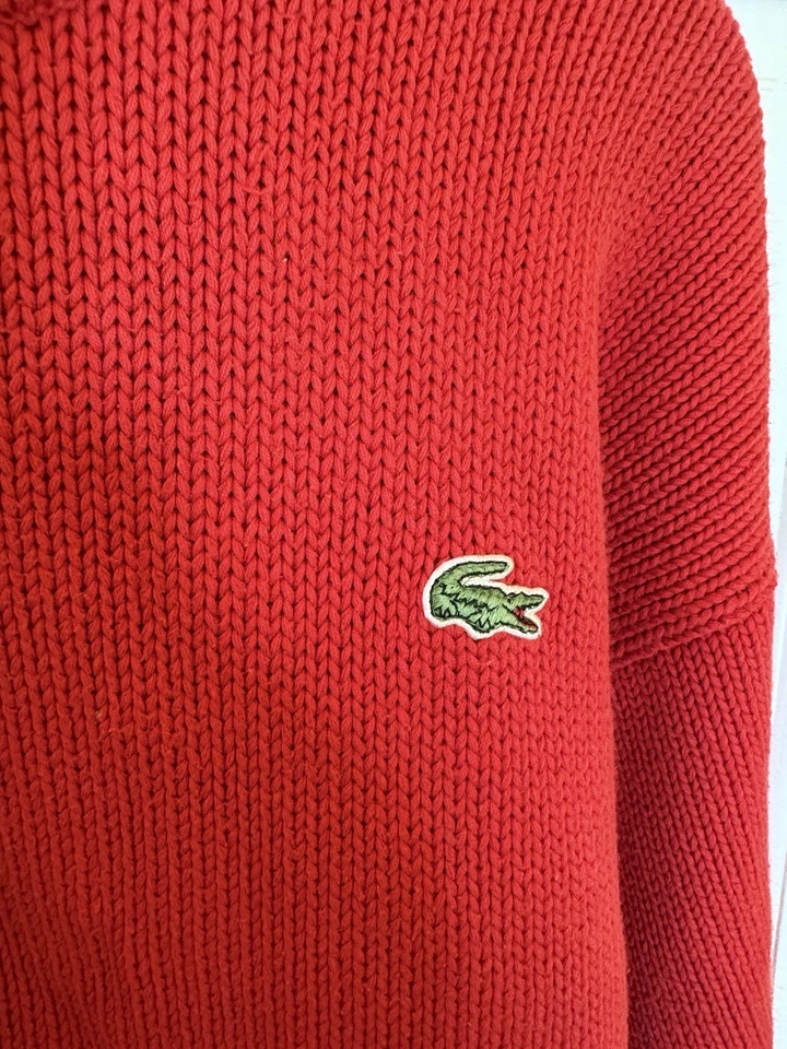 Chemise Lacoste Vintage Años 90 Rojo Tejido Suéter XL Foto 2 de 4