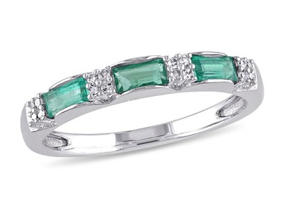 1/3 Karat (ctw) Baguette Smaragd Bandring 10K Weißgold