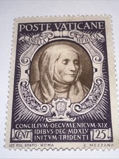 Vatican 1945 Variety Council Of Trento 25c. Violet & Brown.  Mint Hinged.