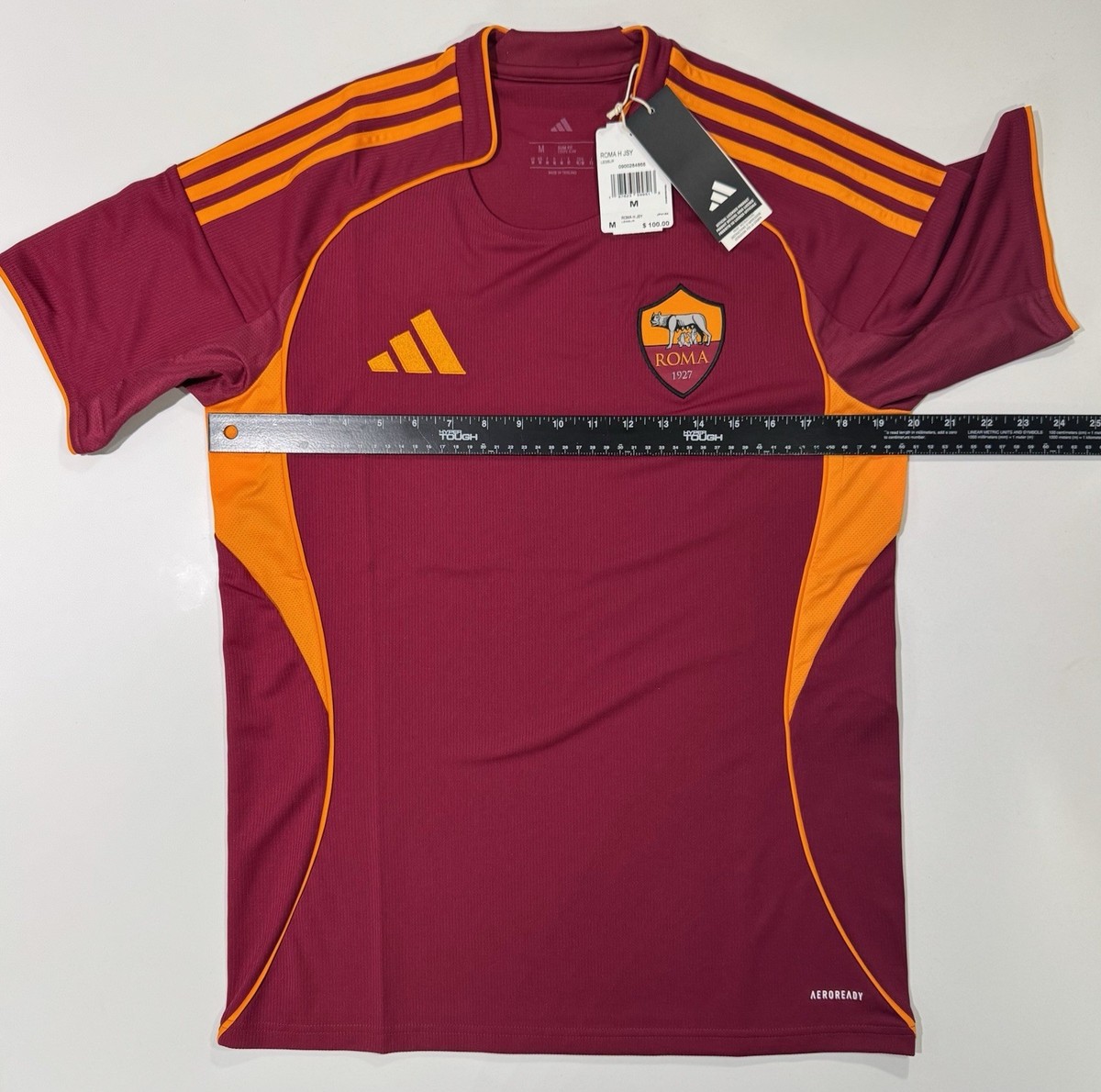  AS Roma サッカーシャツ Mサイズ(ヨーロッパサイズ) AS Roma 2025-26 Home Burgundy Men's Size Medium Soccer Jersey