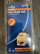 Leviton 41106-A QuickPort Phone Voice Grade Jack 6P6C Almond easy flip - Bulk