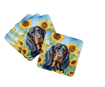 Caroline's Treasures Gordon Setter in Sunflowers Foam Coasters DAC6090FC