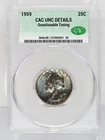 Certified 1959 Silver Washington Quarter CAC UNC details 25C