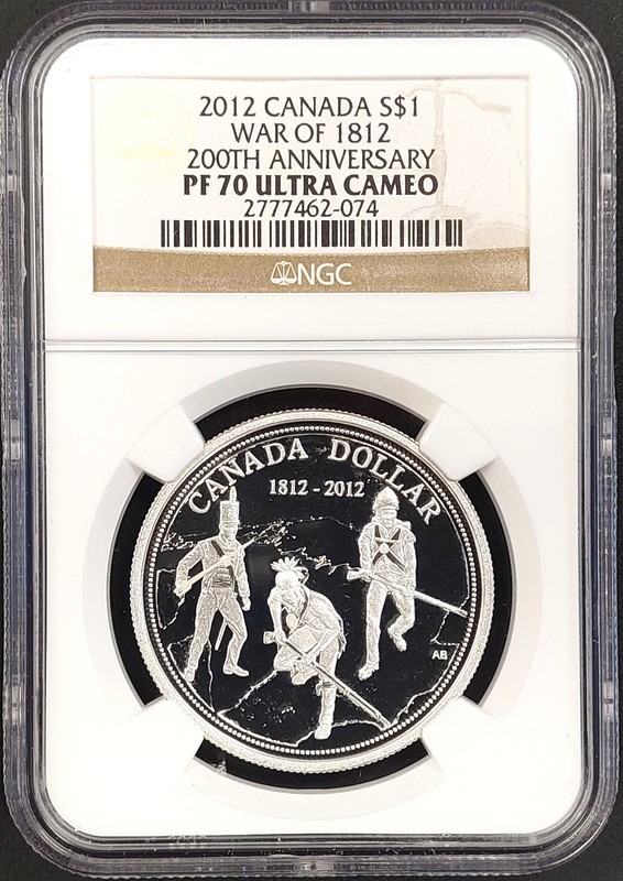 2012 Canada Proof $1 Silver coin, War of 1812, NGC PF 70 Ultra Cameo!