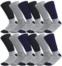 6-12 Pairs Thermal Diabetic Socks Thick Warm Winter Non-Binding Loose Crew Socks