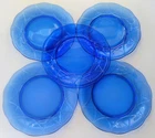 HAZEL ATLAS NEWPORT HAIRPIN COBALT BLUE DEPRESSION GLASS DINNER PLATES SET OF 5