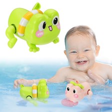 Bath Swimming Frog Wind Up Toy for Bathrooms Swimming Pool, Green