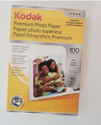 Kodak Premium Photo Paper Gloss 4'' x 6'' 100 Count 66 lb Sealed Instant Dry