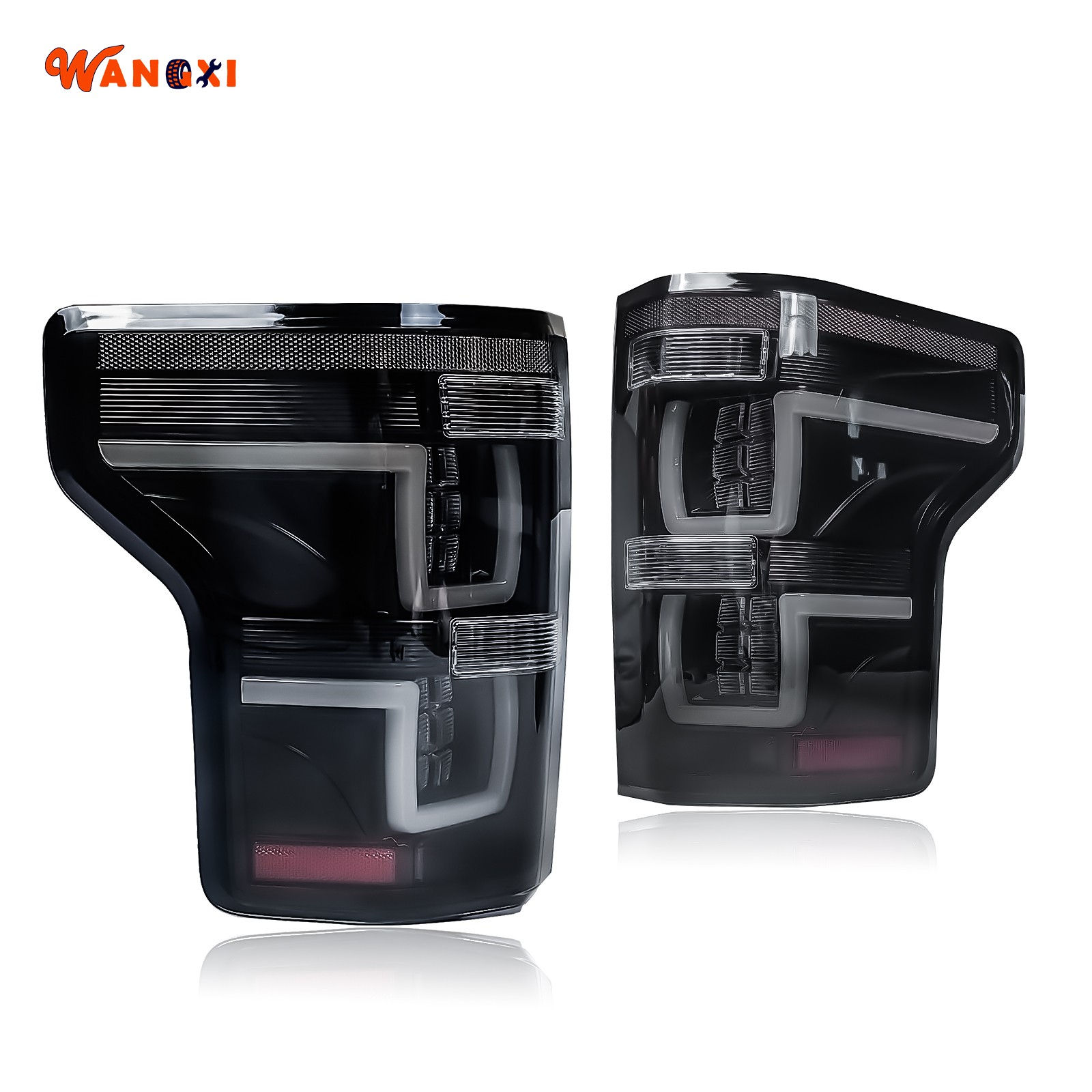 LED Tail Lights For 2015-2020 Ford F-150 Pickup Black Smoke Full Rear Lamps