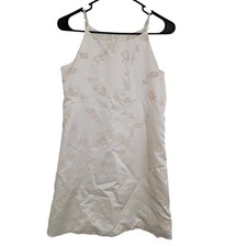 Vintage Storybook Heirloom Made in USA Beaded Sz 16 Girls Trapeze Dress Cream