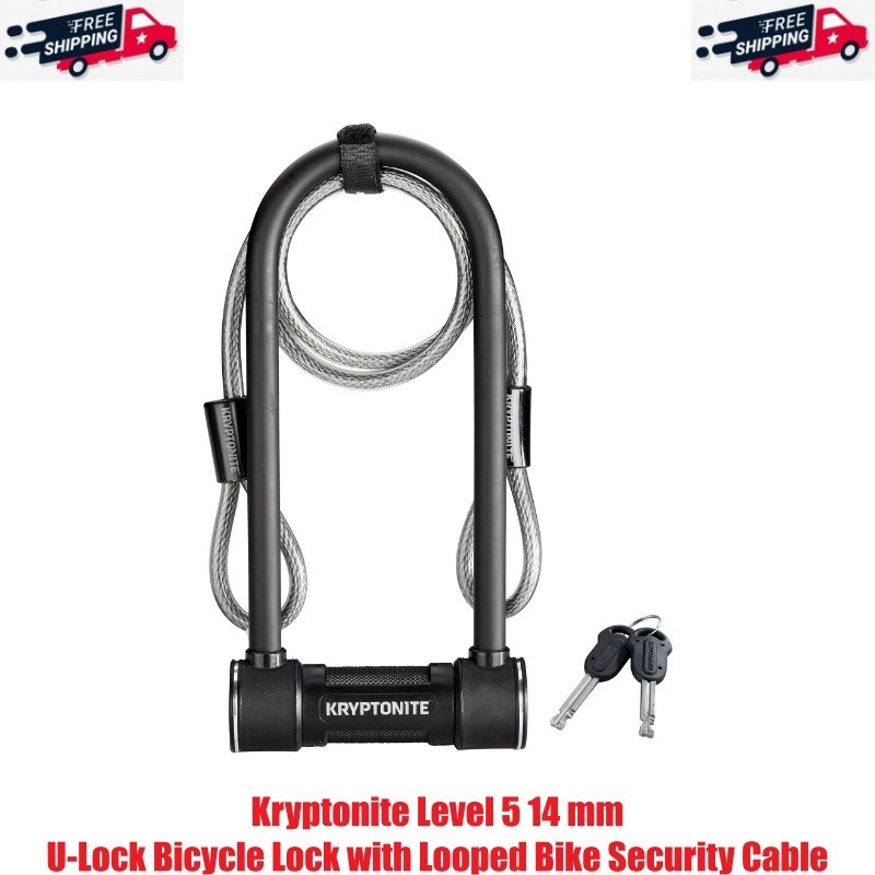 Kryptonite Level 5 14 mm U-Lock Bicycle Lock with Looped Bike Security Cable