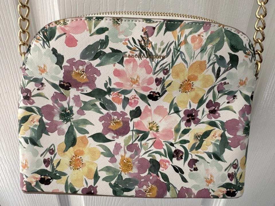 Nanette Lopore Cross Body Purse Floral Print Chain Strap Gold Hardware - Image 2 of 4