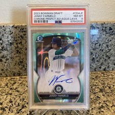 2023 Bowman Draft Chrome Jonny Farmelo 1st Aqua Lava Refractor Auto /199 PSA 8