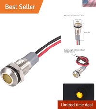 Signal Indicator Lights AC/DC 12V-24V 8mm Panel Mount Yellow LED Waterproof M...