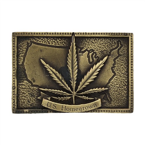 Marijuana Cannabis Grower Farmer Dispensary Leaf Weed Pot 70s Vtg Belt Buckle