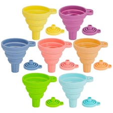 Kitchen Funnel Set 7 Pack, Collapsible Silicone Funnel for Filling Bottles, B...