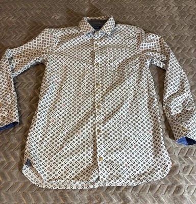 Baker By Ted Baker Boys Youth 12 Long Sleeve Button Up Shirt White Black 2013