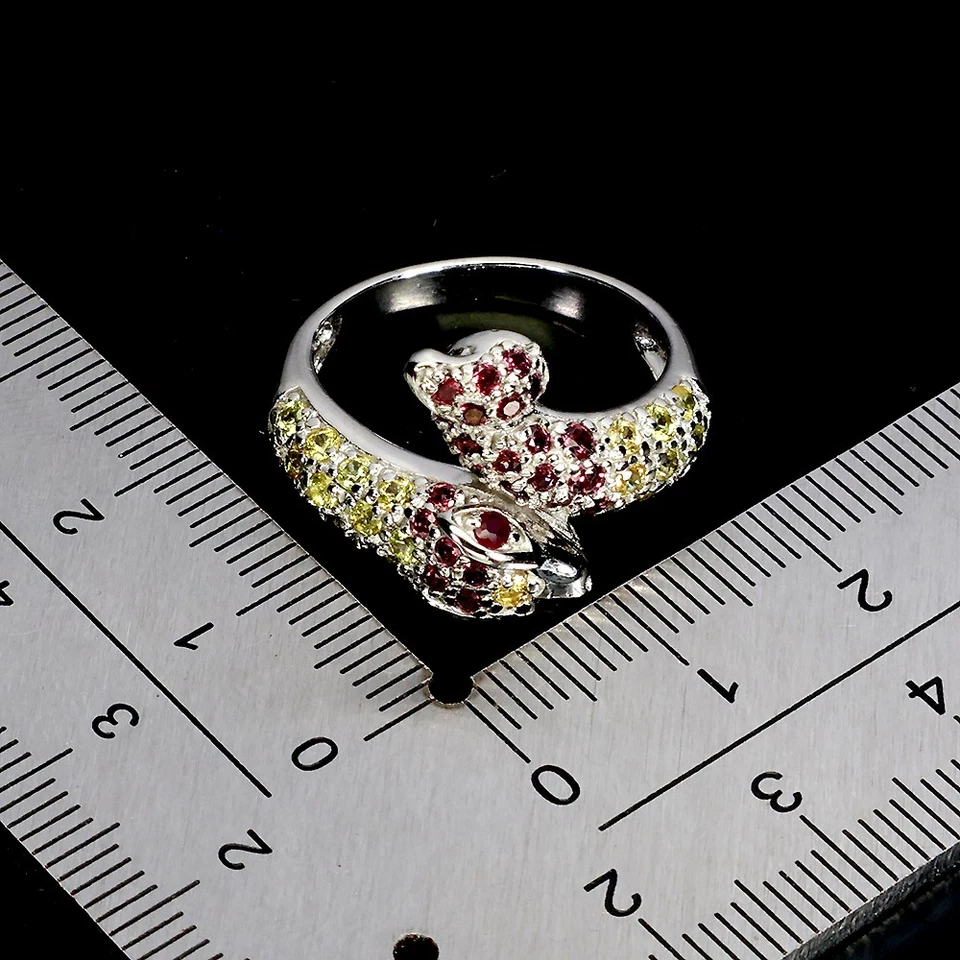 Кольцо из стерлингового серебра 925 пробы с круглым рубином родолитом сапфиром драгоценным камнем коброй размер 7,5 - Изображение 3 из 4