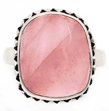Natural Rose Quartz Madagascar 925 Solid Sterling Silver Ring Sz 7