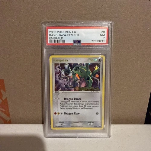 2005 POKEMON EX EMERALD #9 RAYQUAZA-REVERSE FOIL PSA 7