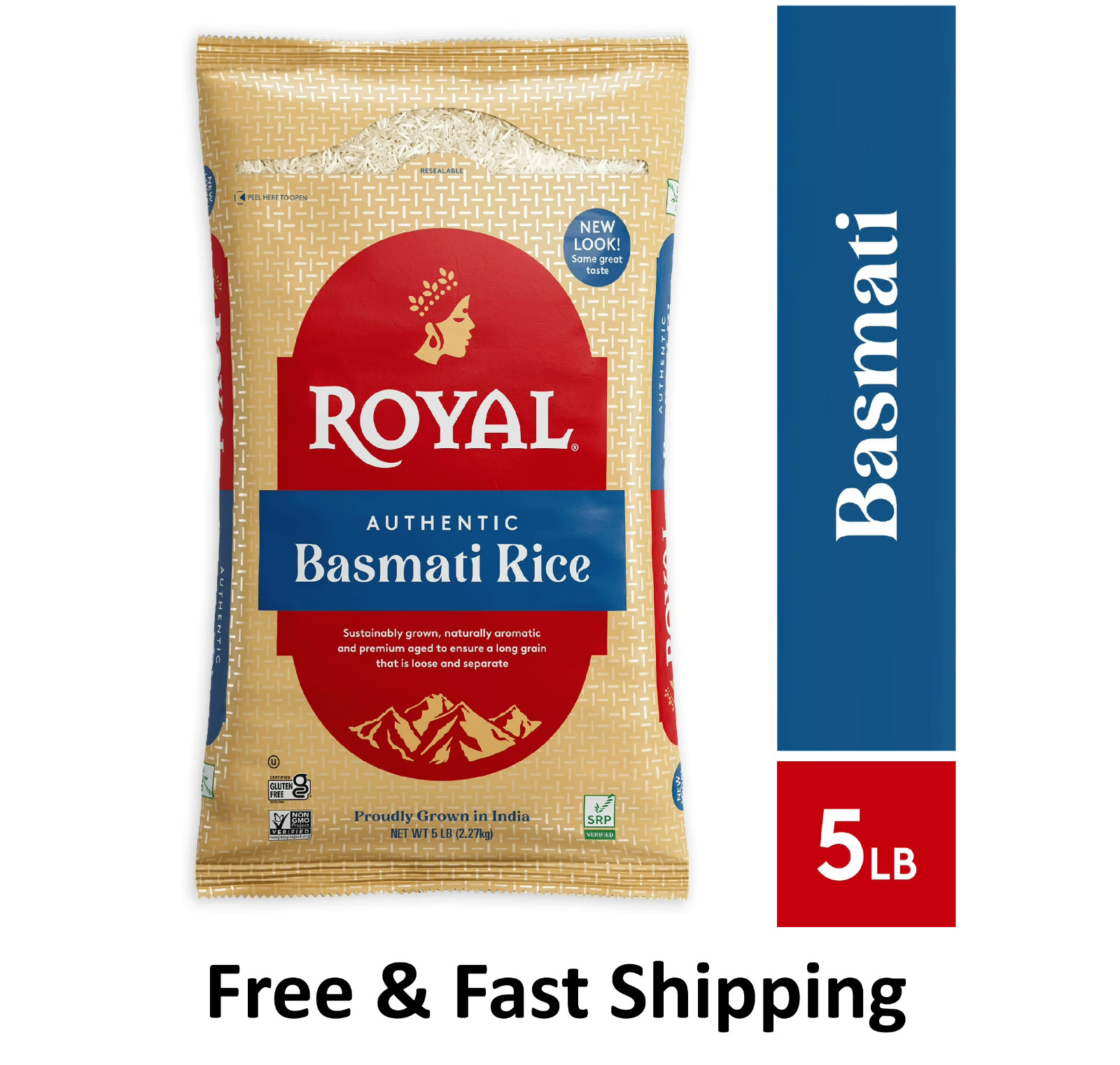 Authentic Royal Naturally Aged Indian White Basmati Rice, Long-Grain, Gluten-fre