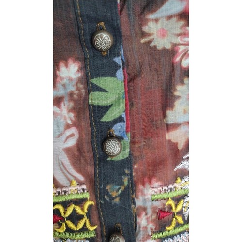 Aratta Shirt Damen klein schwarz Blumen bestickt transparent Tunika Boho ED18I34 - Bild 7 von 11