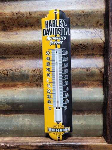 VINTAGE HARLEY-DAVIDSON PORCELAIN SIGN THERMOMETER GAS MOTORCYCLE DEALER SALES