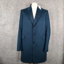 Paul Smith Coat Size 44R Teal Blue Wool Cashmere Epsom Peak Overcoat Italy NWT