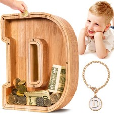 SummiDate Wooden Letter Piggy Bank Bank for Initial-9", Alphabet-d